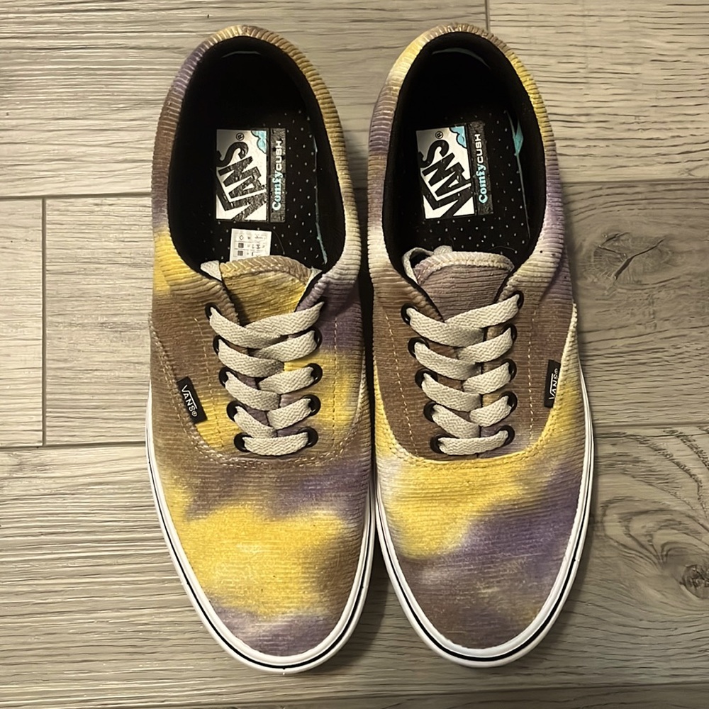 Vans 9.5 ..purple yellow and grey tie dye